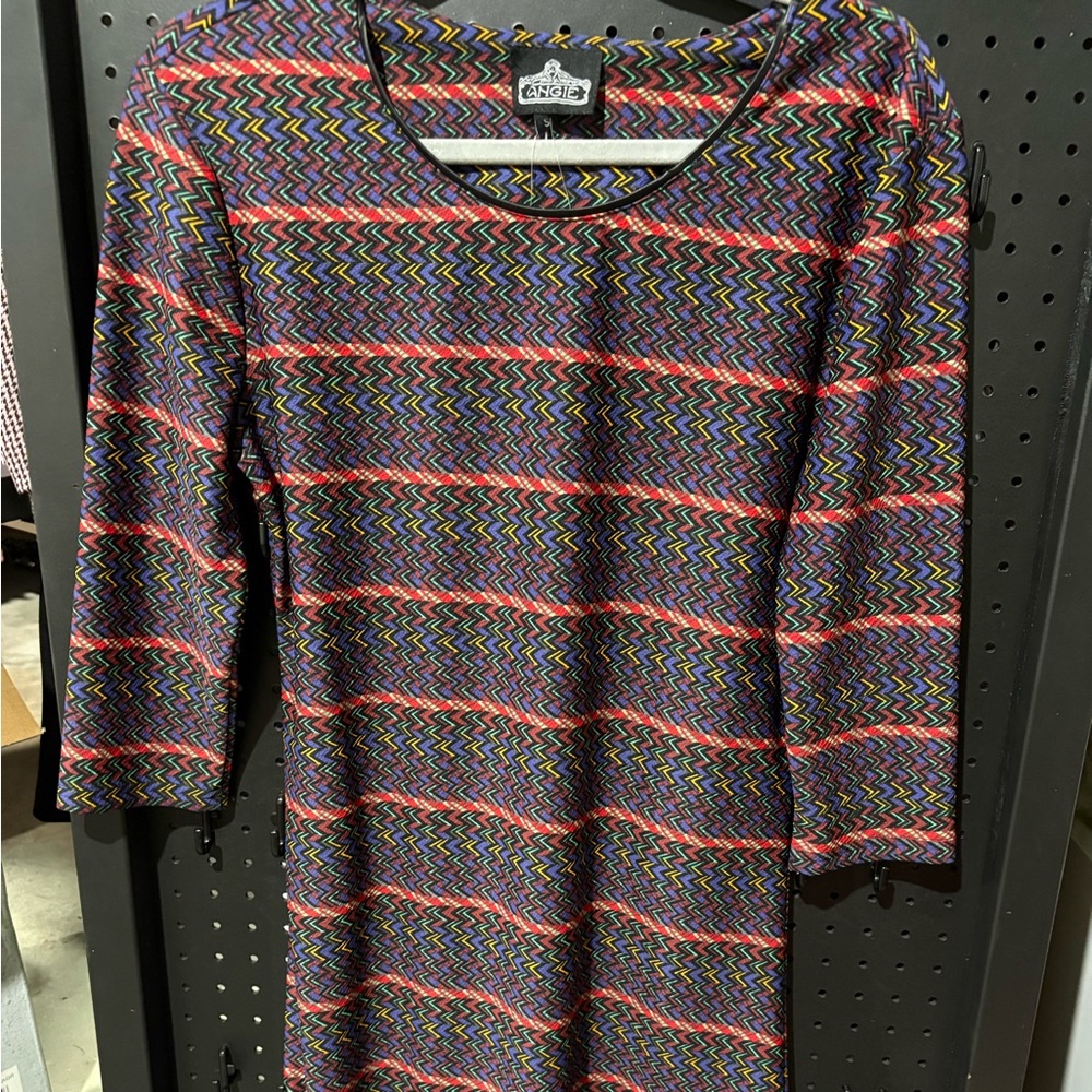 Angie Multicolor Zigzag Long Sleeve Dress